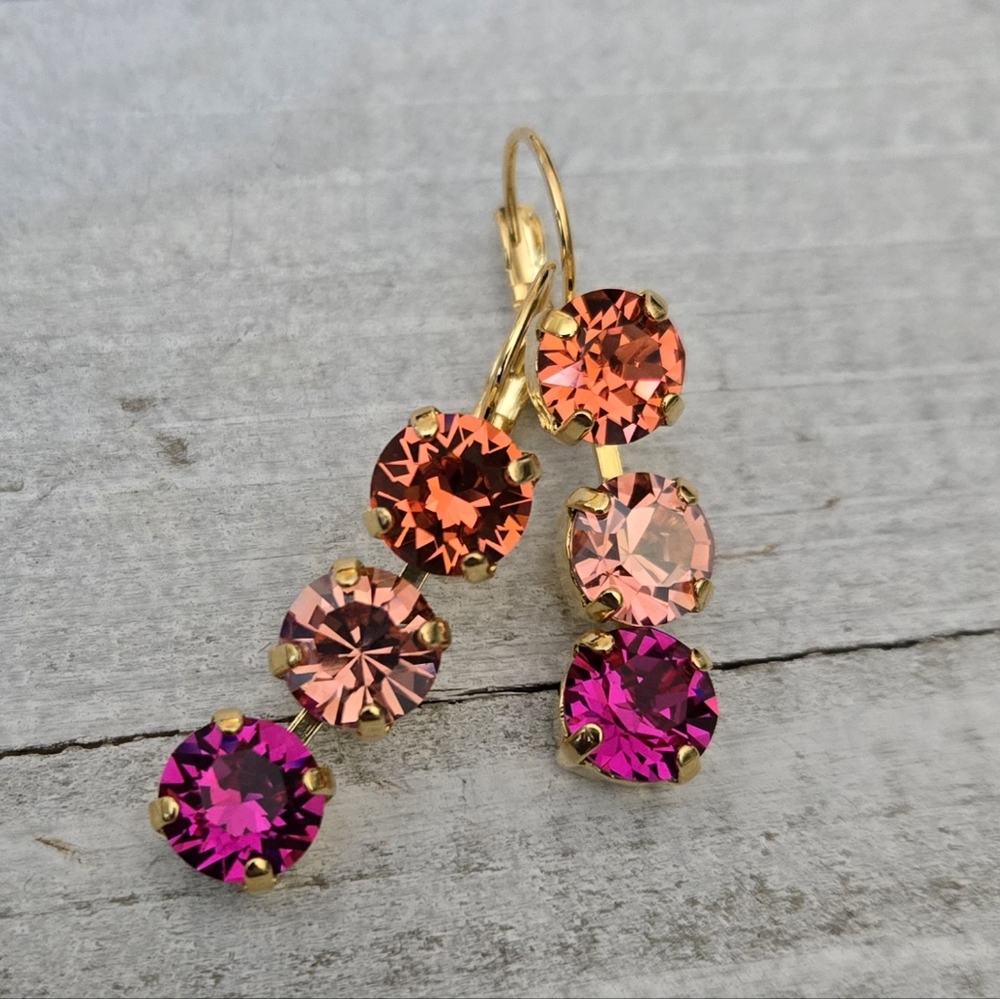 Austrian Crystal Earrings in Gold Plate